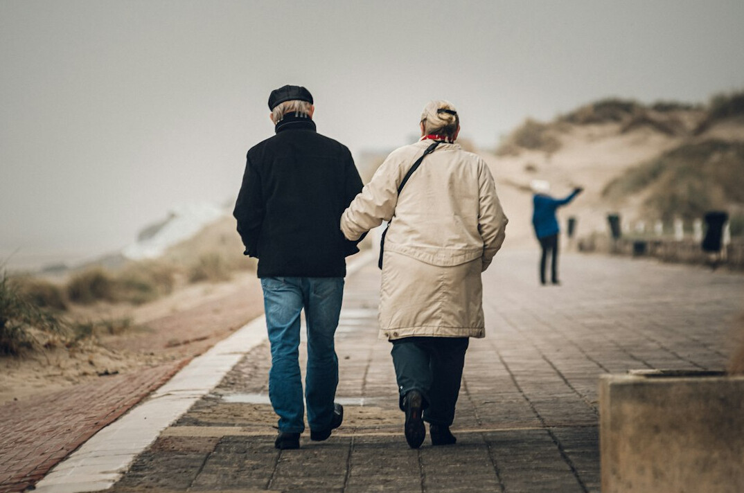 senior couple walking