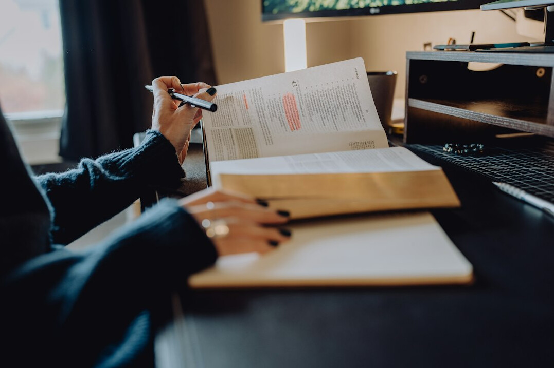 person reviewing documents