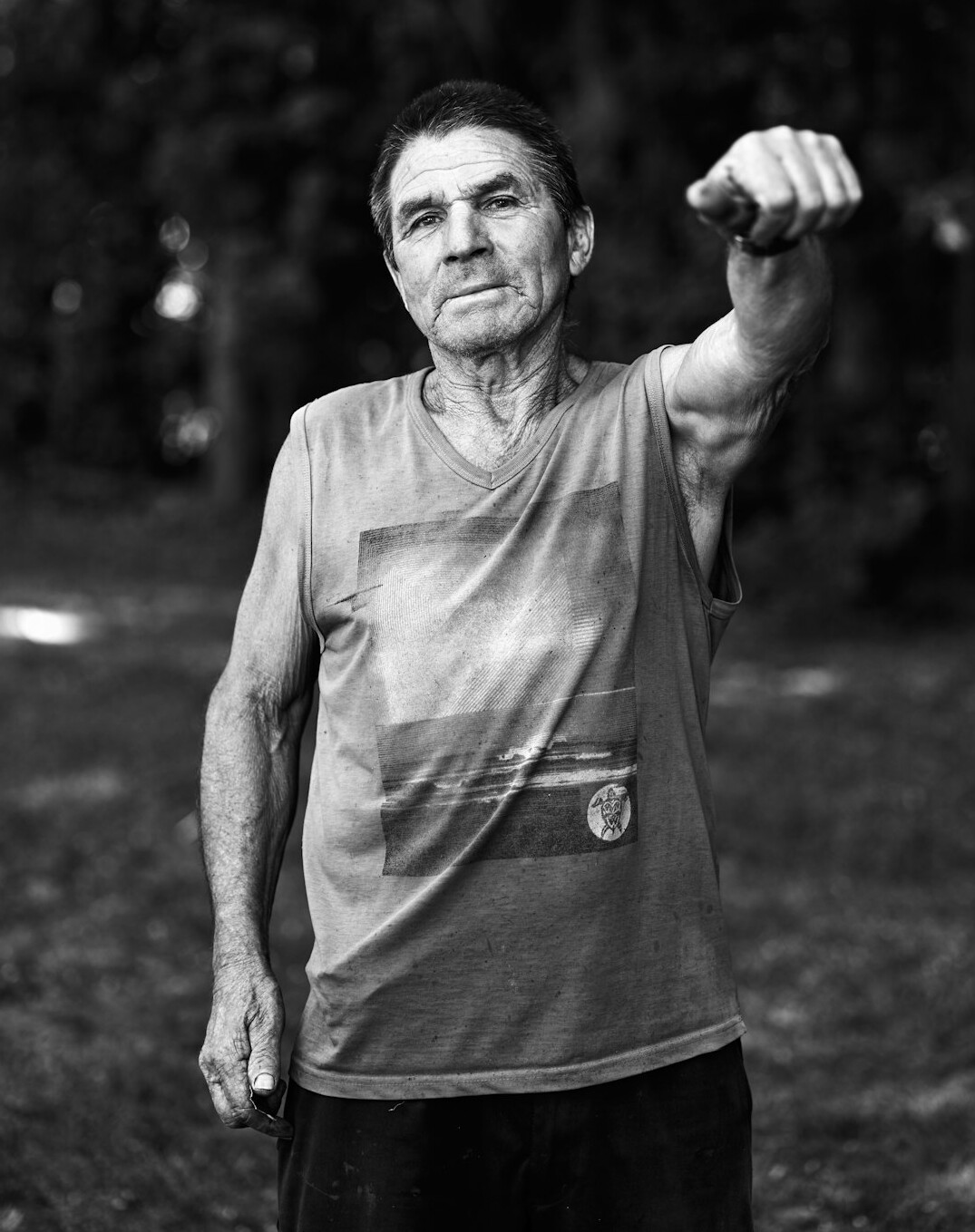 elderly man exercising outdoors